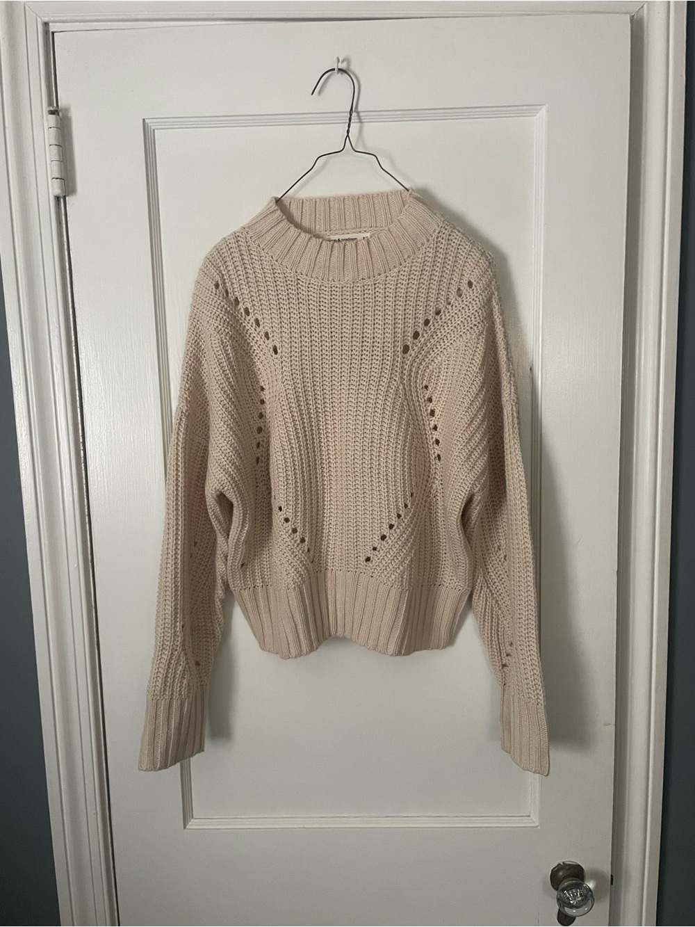 moon & madison Cream Open-Knit Crewneck Sweater Sz XS